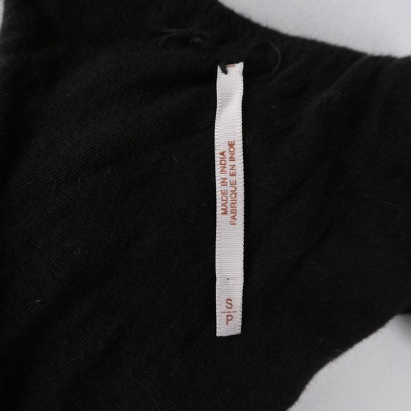 Free People Top Black Embroidered Cut Out Linen Long Balloon Sleeves Oversized S - Picture 6 of 10